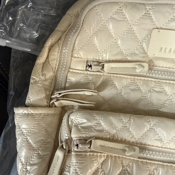 Heartlove by Charo Off-White Quilted Backpack with Adjustable Straps - Picture 5 of 10